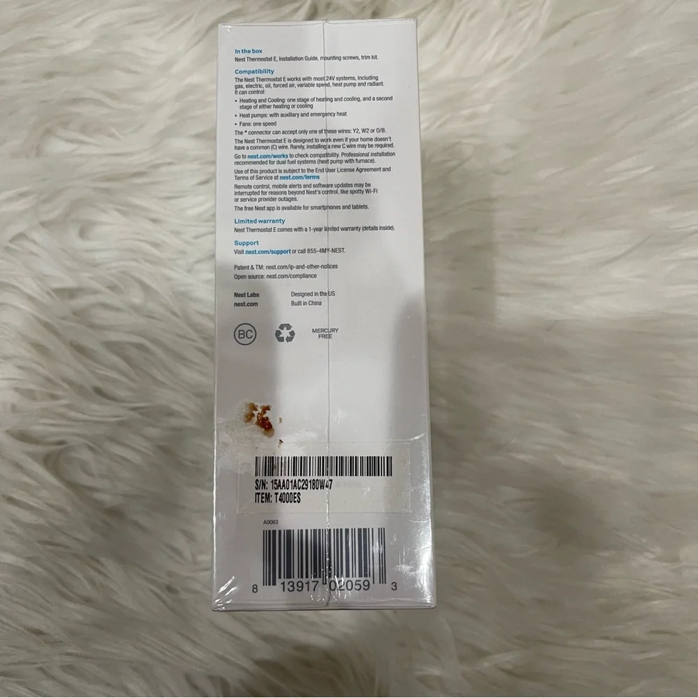 Google, T4000ES, Nest Thermostat E, Smart Thermostat, White